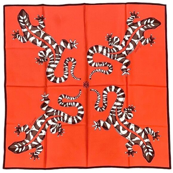 Loewe multicolor Square silk scarf reptile Orange Brown White - Picture 1 of 4